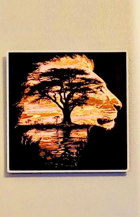3D Printed Lion Picture – Stunning Wall Art in Black & White or Color